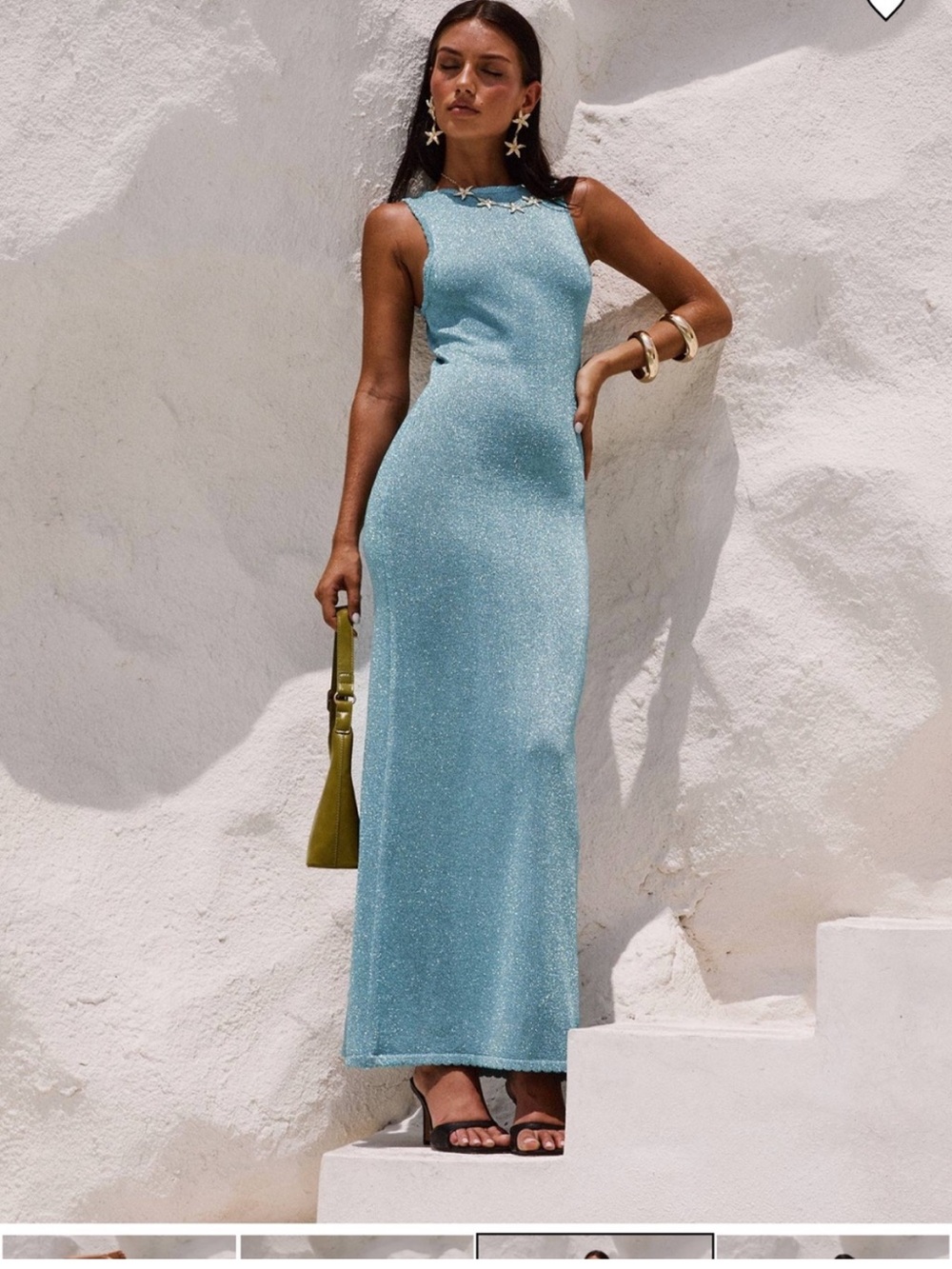 Princess Polly Tourista Sparkle Maxi Dress in Light Blue